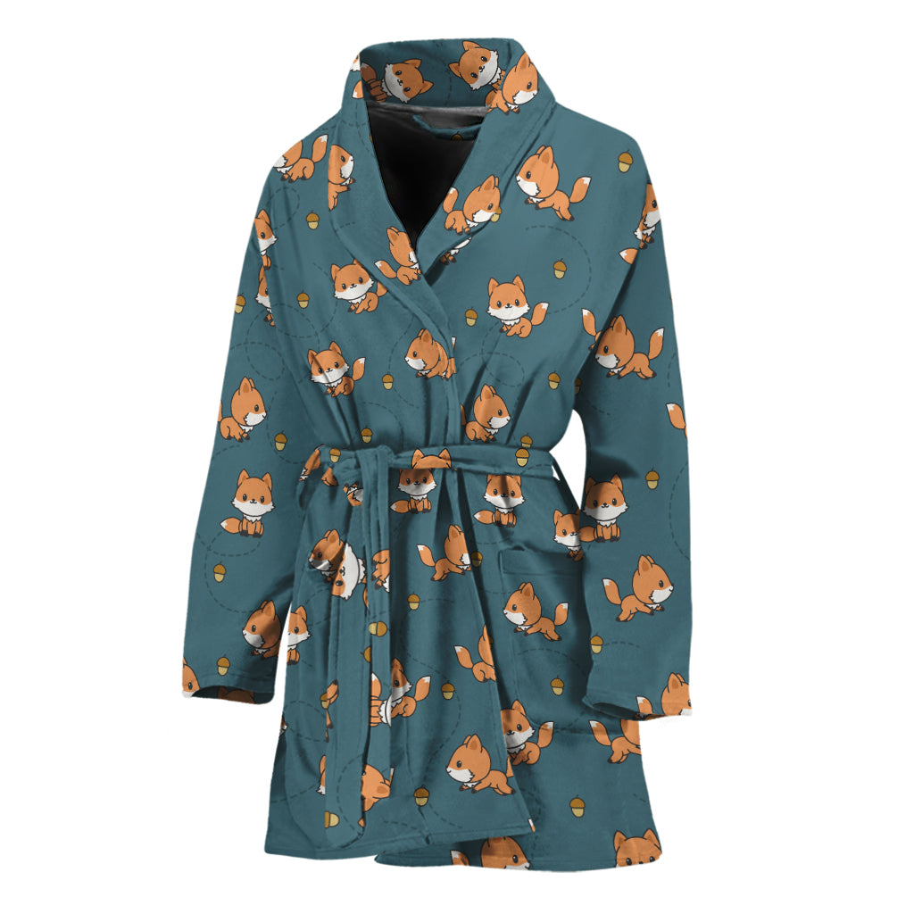 Baby Fox Pattern Print Women's Bathrobe