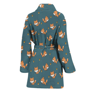 Baby Fox Pattern Print Women's Bathrobe