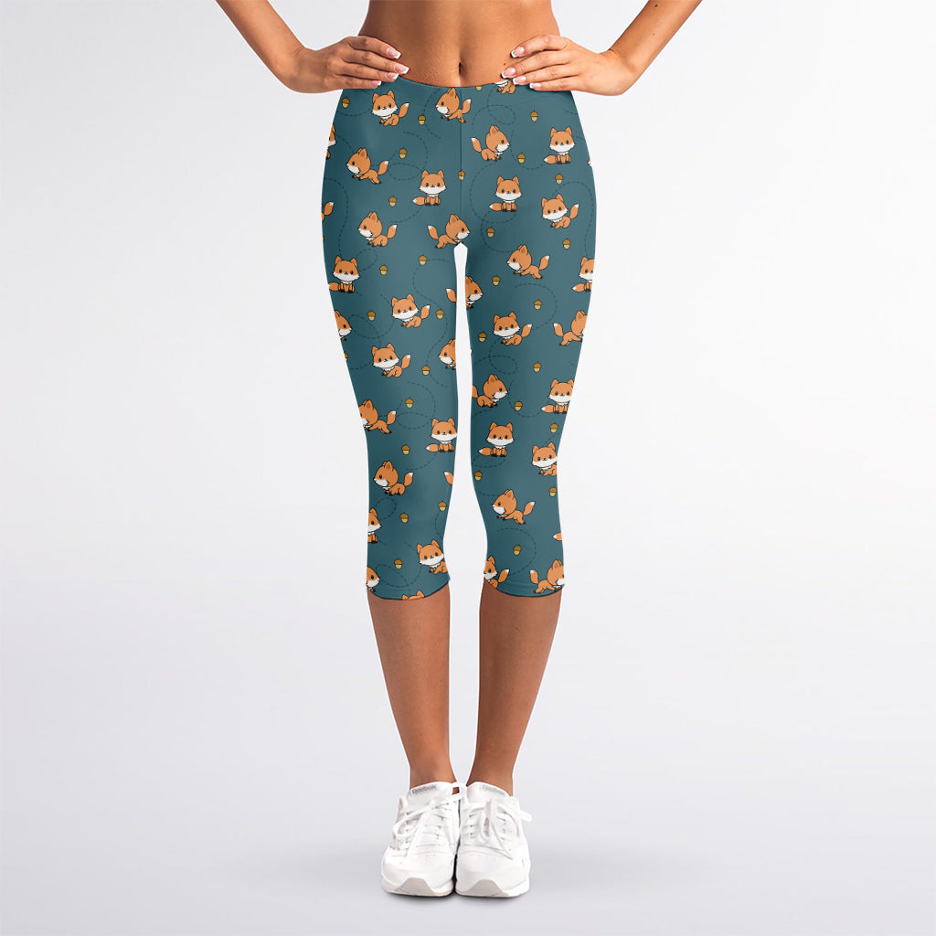 Baby Fox Pattern Print Women's Capri Leggings