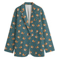 Baby Fox Pattern Print Women's Cotton Blazer