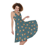 Baby Fox Pattern Print Women's Sleeveless Dress