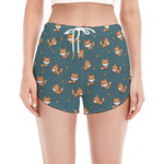 Baby Fox Pattern Print Women's Split Running Shorts