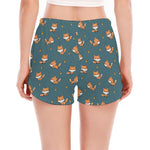 Baby Fox Pattern Print Women's Split Running Shorts
