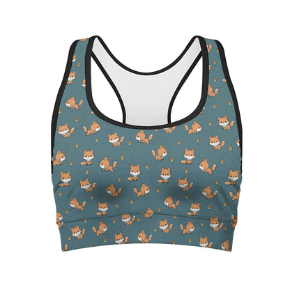 Baby Fox Pattern Print Women's Sports Bra