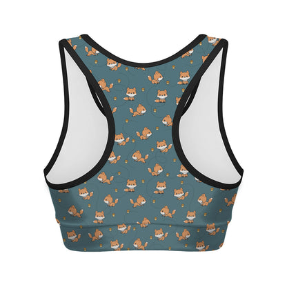 Baby Fox Pattern Print Women's Sports Bra