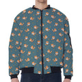 Baby Fox Pattern Print Zip Sleeve Bomber Jacket