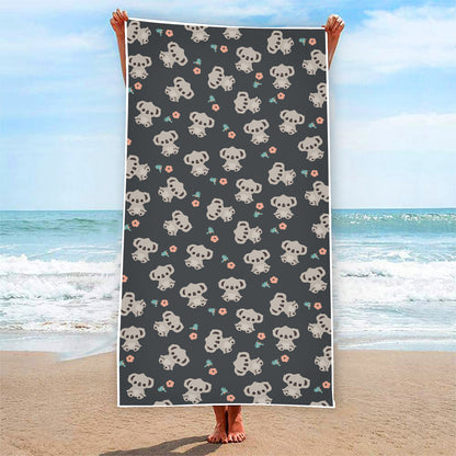 Baby Koala And Floral Pattern Print Beach Towel