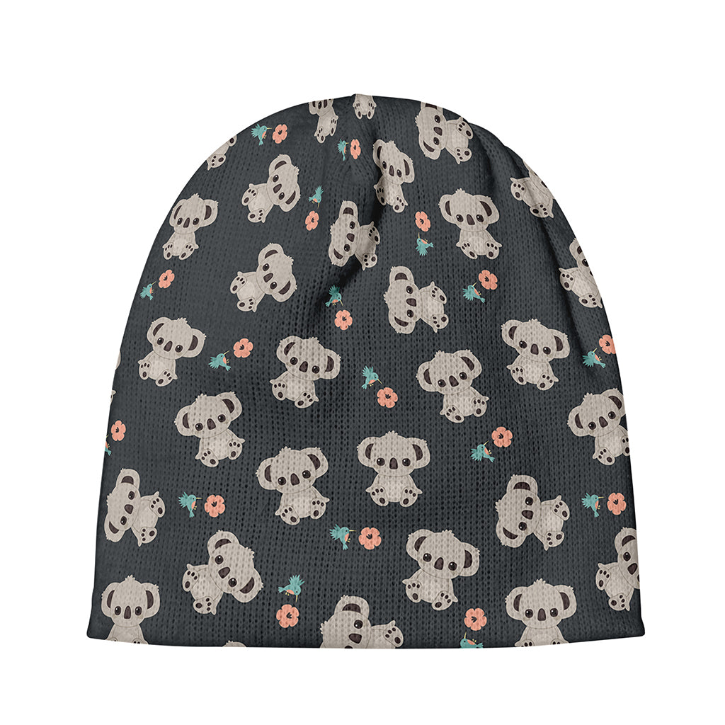 Baby Koala And Floral Pattern Print Beanie