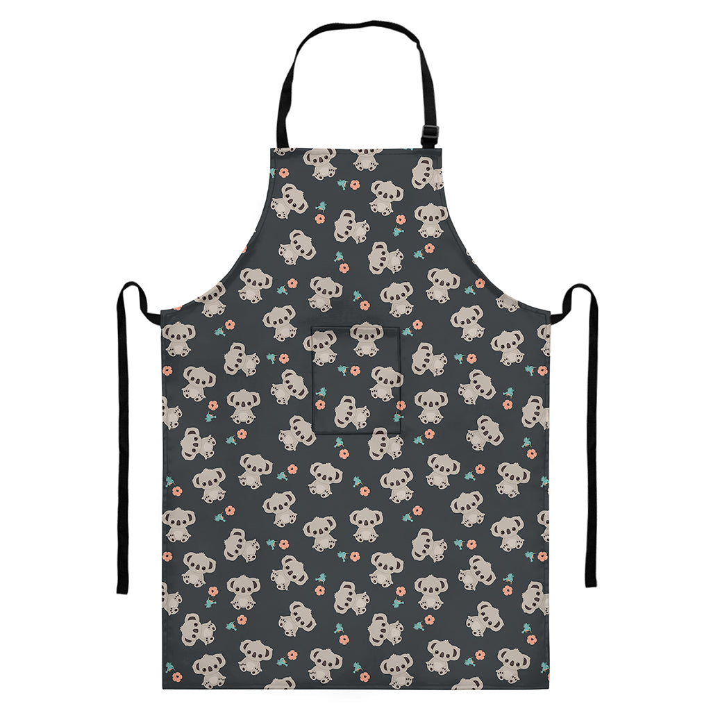 Baby Koala And Floral Pattern Print Bib Apron With Pocket