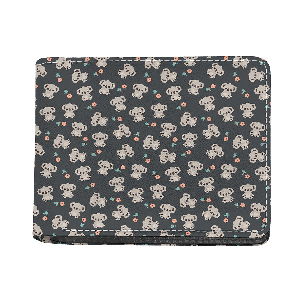 Baby Koala And Floral Pattern Print Bifold Wallet