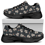 Baby Koala And Floral Pattern Print Black Chunky Shoes
