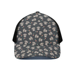 Baby Koala And Floral Pattern Print Black Mesh Trucker Cap