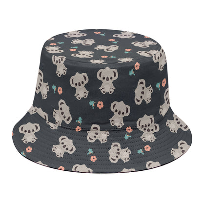Baby Koala And Floral Pattern Print Bucket Hat