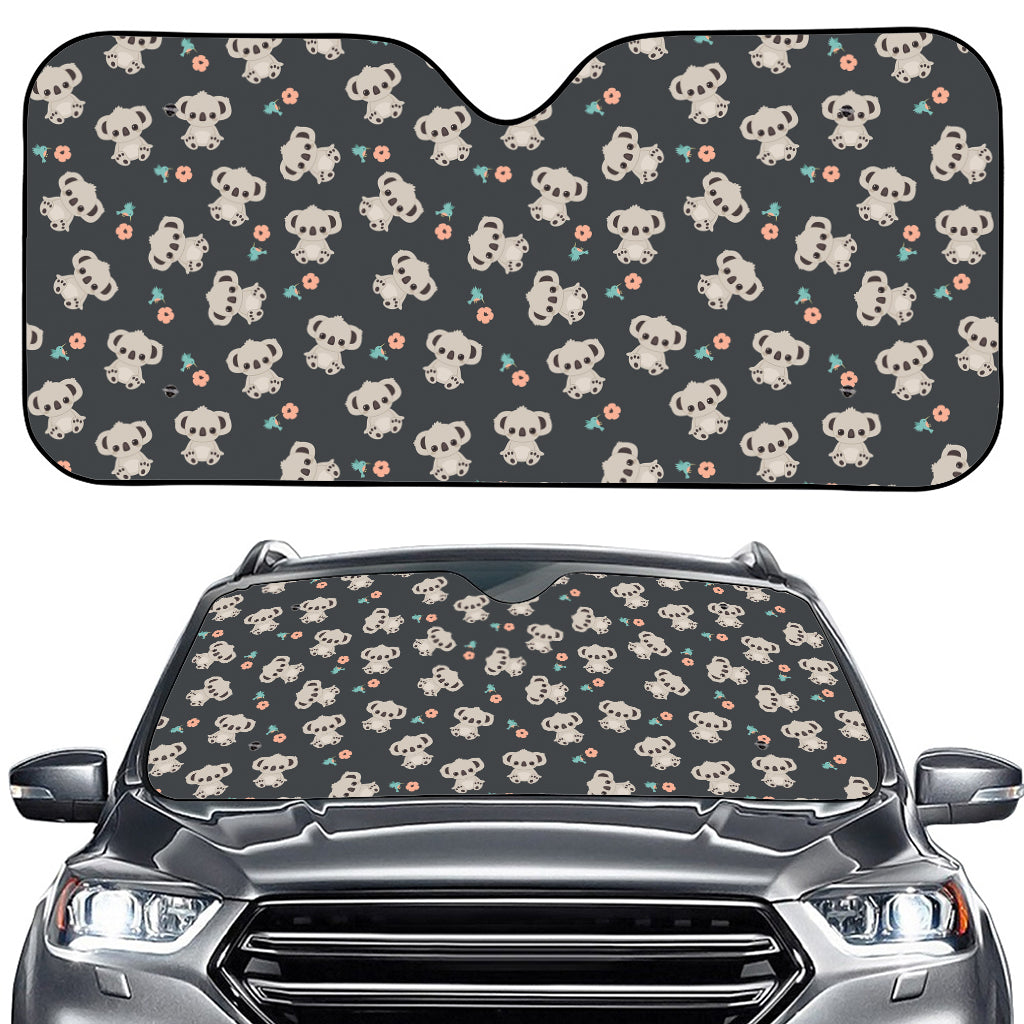 Baby Koala And Floral Pattern Print Car Windshield Sun Shade