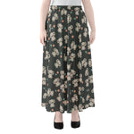 Baby Koala And Floral Pattern Print Chiffon Maxi Skirt