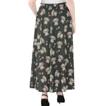 Baby Koala And Floral Pattern Print Chiffon Maxi Skirt