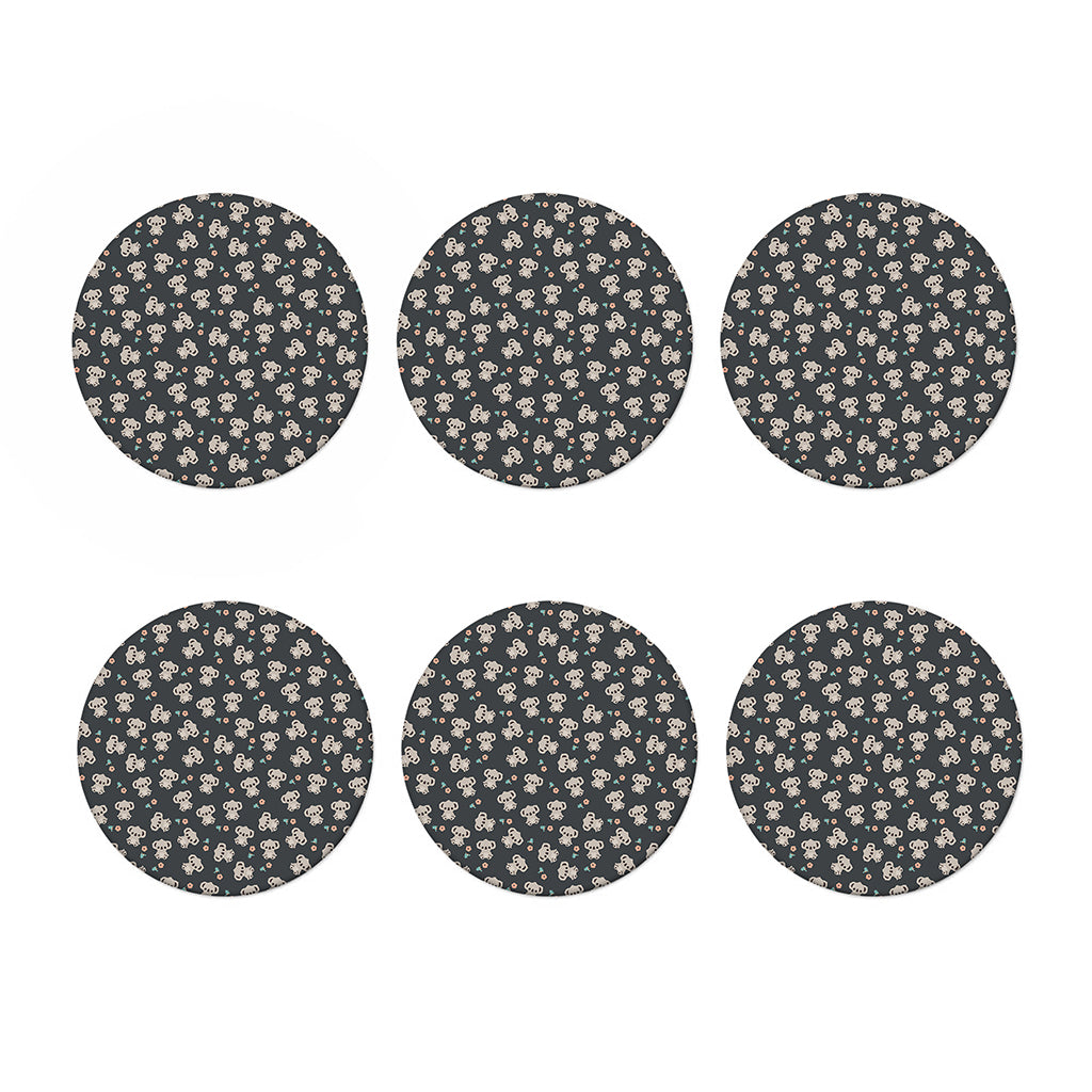 Baby Koala And Floral Pattern Print Coaster Set