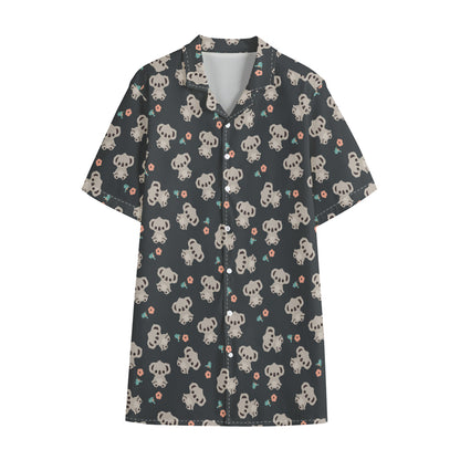 Baby Koala And Floral Pattern Print Cotton Hawaiian Shirt