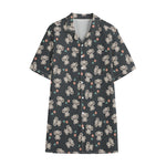 Baby Koala And Floral Pattern Print Cotton Hawaiian Shirt