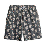 Baby Koala And Floral Pattern Print Cotton Shorts