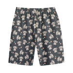 Baby Koala And Floral Pattern Print Cotton Shorts