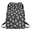 Baby Koala And Floral Pattern Print Drawstring Backpack