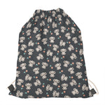 Baby Koala And Floral Pattern Print Drawstring Bag