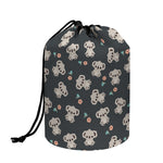 Baby Koala And Floral Pattern Print Drawstring Makeup Bag