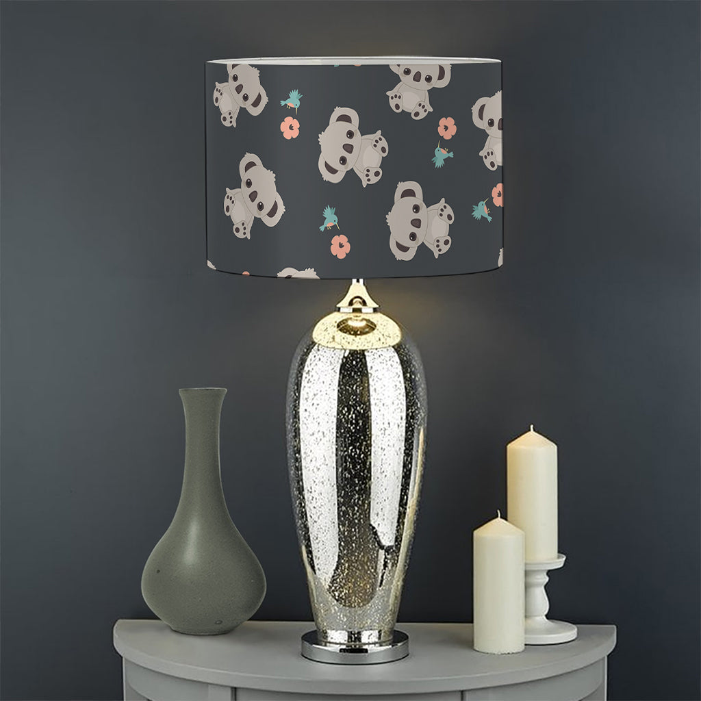 Baby Koala And Floral Pattern Print Drum Lamp Shade