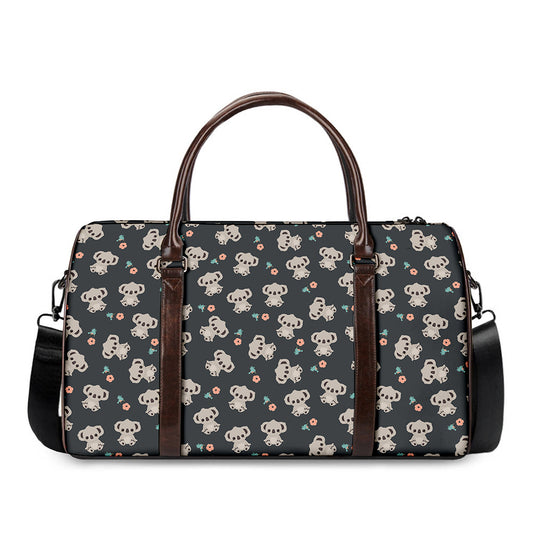 Baby Koala And Floral Pattern Print Duffle Bag