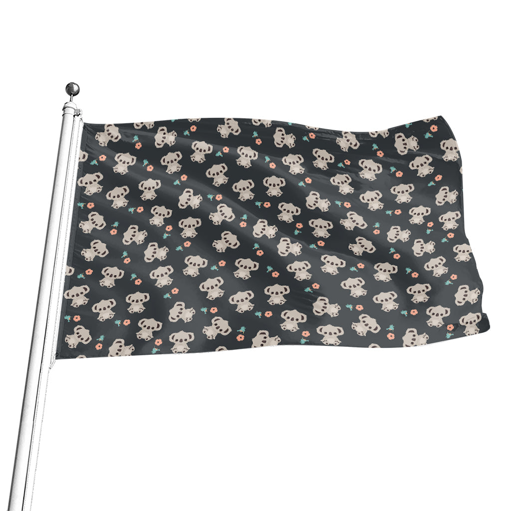 Baby Koala And Floral Pattern Print Flag