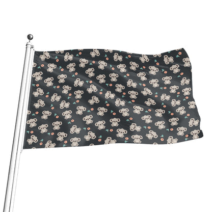 Baby Koala And Floral Pattern Print Flag