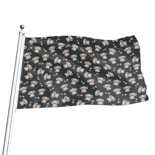 Baby Koala And Floral Pattern Print Flag