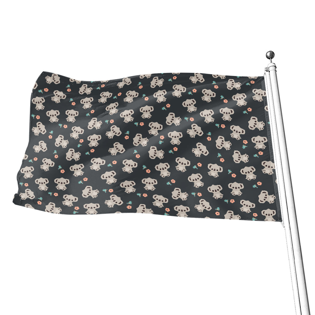 Baby Koala And Floral Pattern Print Flag