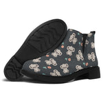 Baby Koala And Floral Pattern Print Flat Ankle Boots
