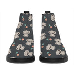 Baby Koala And Floral Pattern Print Flat Ankle Boots