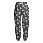Baby Koala And Floral Pattern Print Fleece Lined Knit Pants