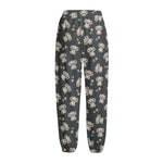 Baby Koala And Floral Pattern Print Fleece Lined Knit Pants