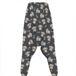 Baby Koala And Floral Pattern Print Hammer Pants