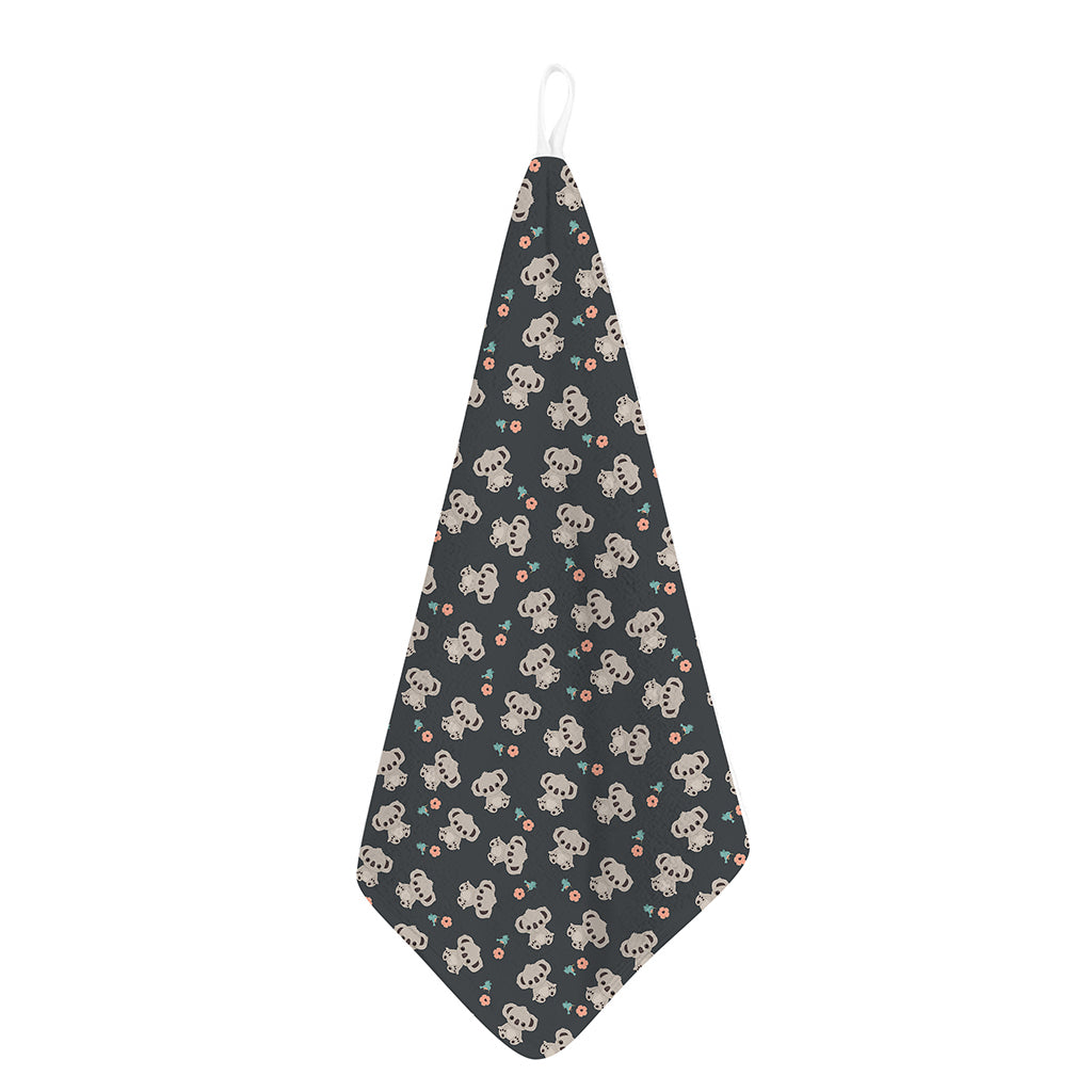Baby Koala And Floral Pattern Print Hand Towel