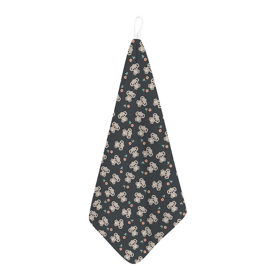 Baby Koala And Floral Pattern Print Hand Towel