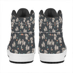 Baby Koala And Floral Pattern Print High Top Leather Sneakers