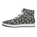 Baby Koala And Floral Pattern Print High Top Leather Sneakers