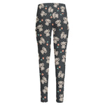 Baby Koala And Floral Pattern Print High-Waisted Pocket Leggings