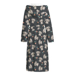 Baby Koala And Floral Pattern Print Hooded Bathrobe