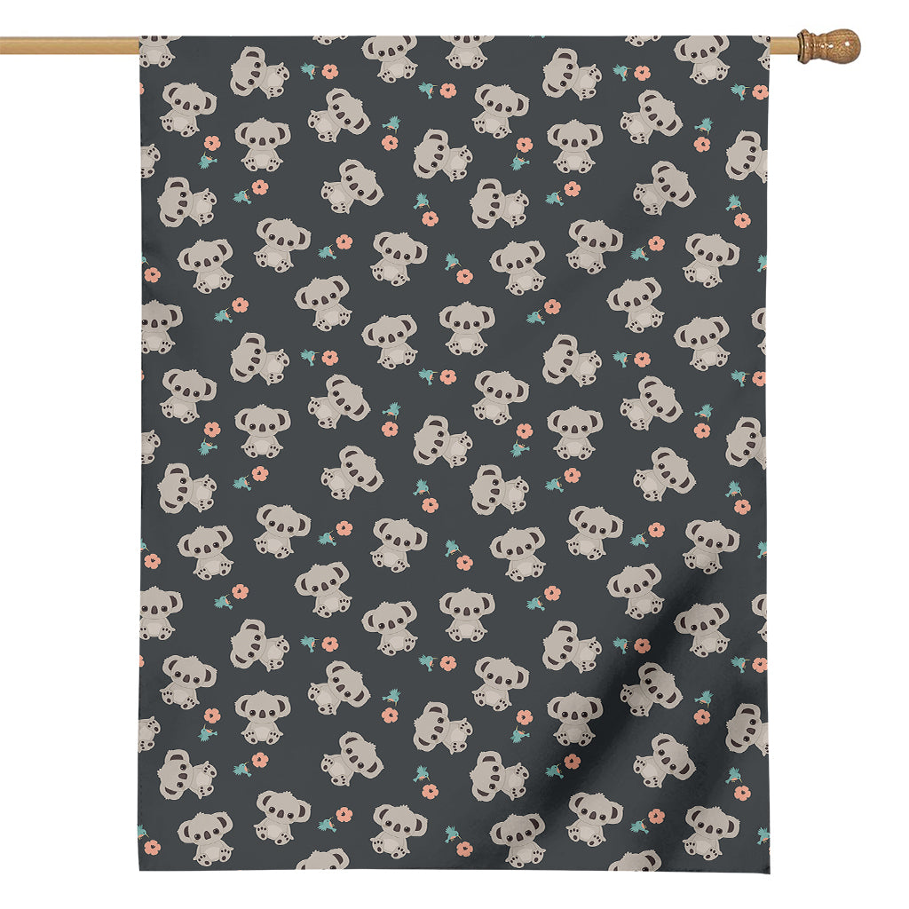 Baby Koala And Floral Pattern Print House Flag