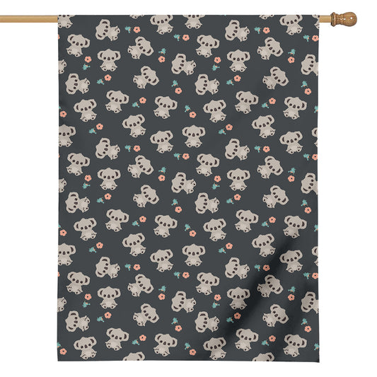 Baby Koala And Floral Pattern Print House Flag