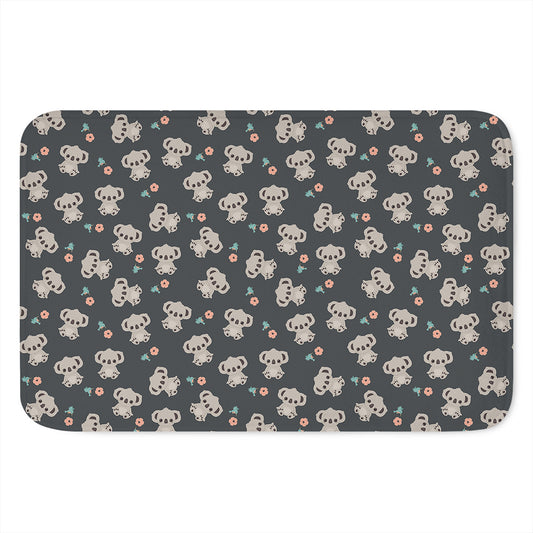 Baby Koala And Floral Pattern Print Indoor Door Mat