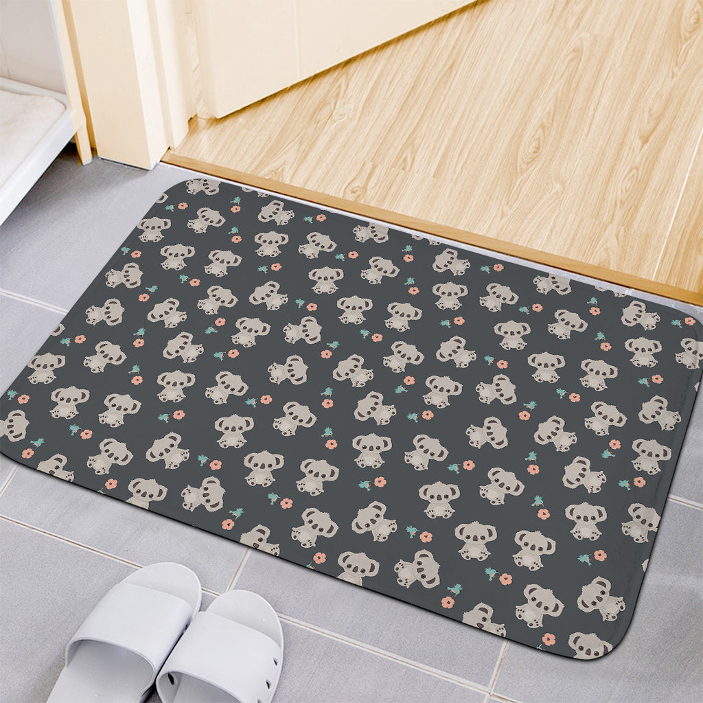 Baby Koala And Floral Pattern Print Indoor Door Mat
