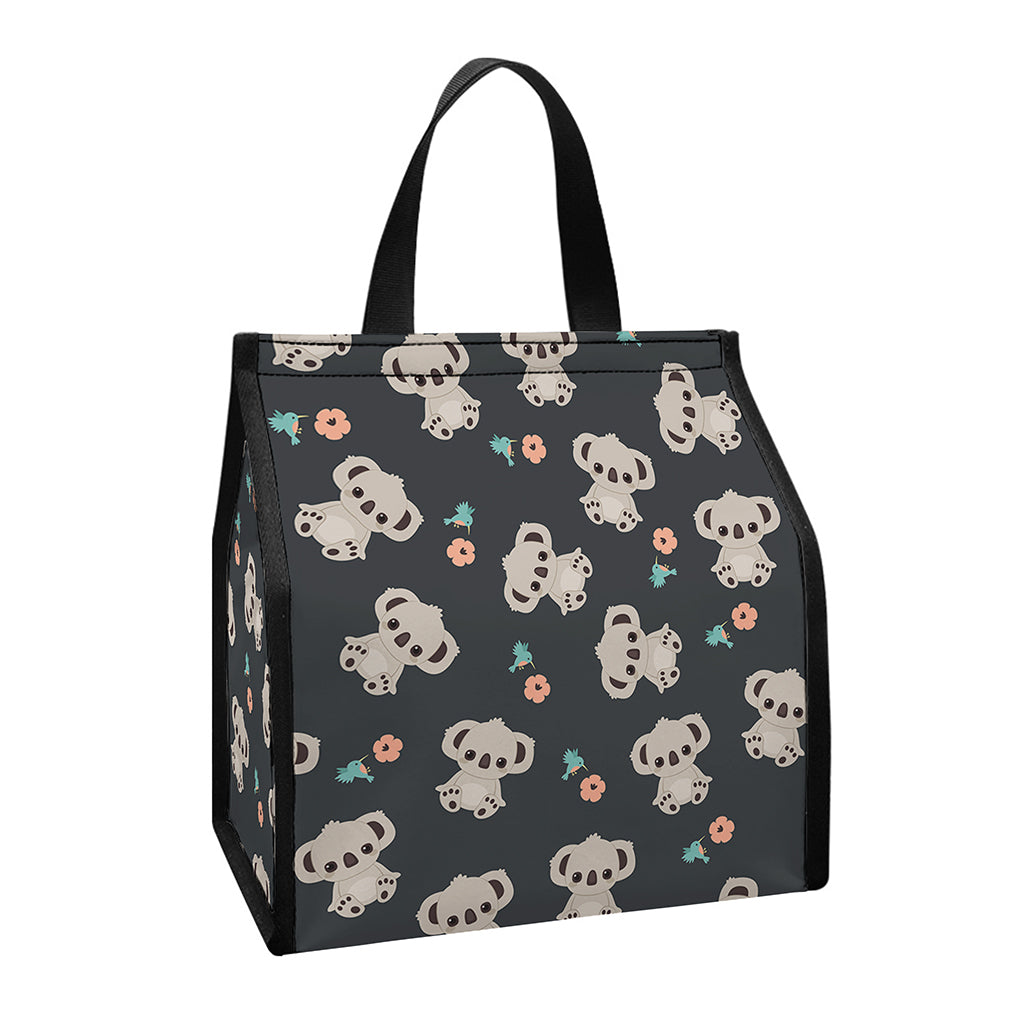 Baby Koala And Floral Pattern Print Insulated Lunch Tote
